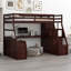 Lit mezzanine avec tiroirs, tablettes et bureau-1193084901