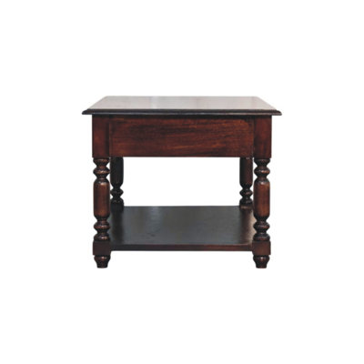 Turned Legs Cherry Console Table, 2-Drawers, Dark Brown