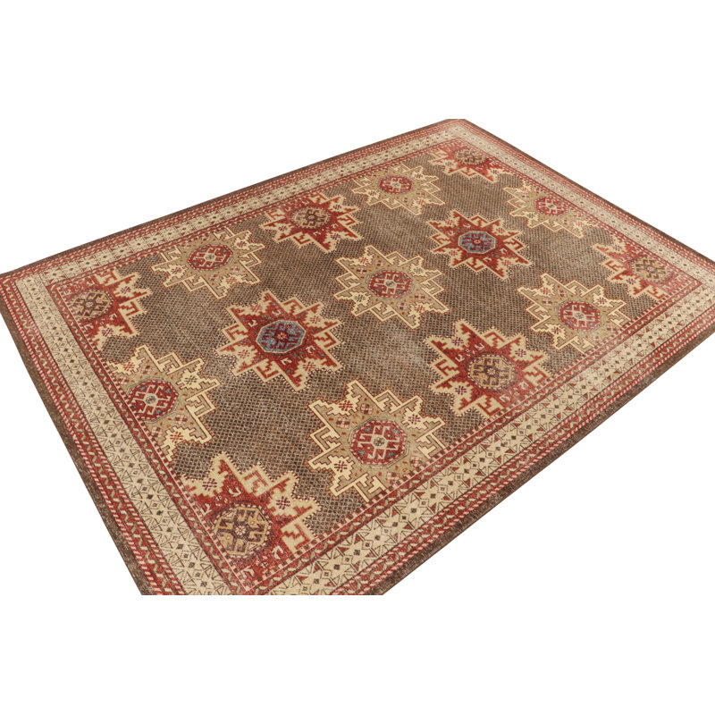 Distressed Homage Wool Geometric Area Rug, Rectangle 10' x 14'