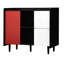 Buffet avec 2 tablettes ouvertes et portes rouges avec tiroirs à finition noire pour l'organisation de la cuisine-1829329557-1829329554