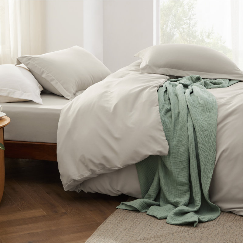  Bedsure Duvet Cover Full Size with Fitted Sheet - 4 Pieces Prewashed Cotton-Like Extra Soft Bedding Set, Linen