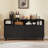 63" Curved-Edge 4-Door Sideboard With Two Compartments And Grooved Trim Finish For Dinning, Kitchen, Living Room-1095182102