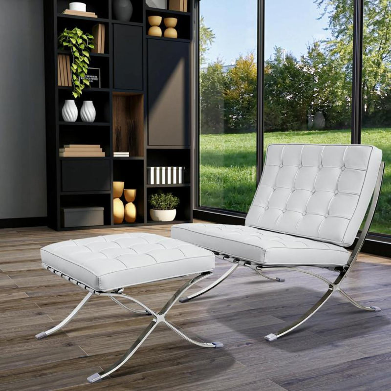 Méridienne pliable avec repose-pieds Modern Sofa, Blanc