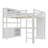 Wood Loft Bed With Cabinet And Bookshelf, Queen Size Loft With Wardrobe And Desk For Kids,White-428136066