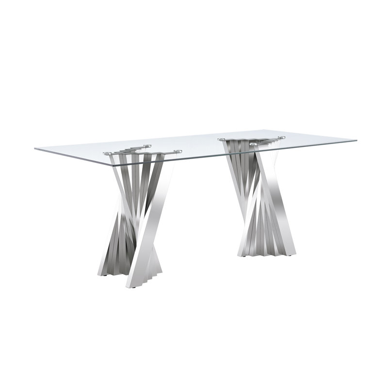 Ensemble de salle à manger 5 pièces, Argent argent, Noir / argenté
