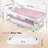 Aksa 59 inch Foldable Bathtub, Portable Bathtub for Kids Adult, Large Collapsible Tub, Freestanding Surround Collapsible Bathtub, Effortless Folding Bathtub with Rotating Massage Board, Hot Bath, Ice Bath (Pink)