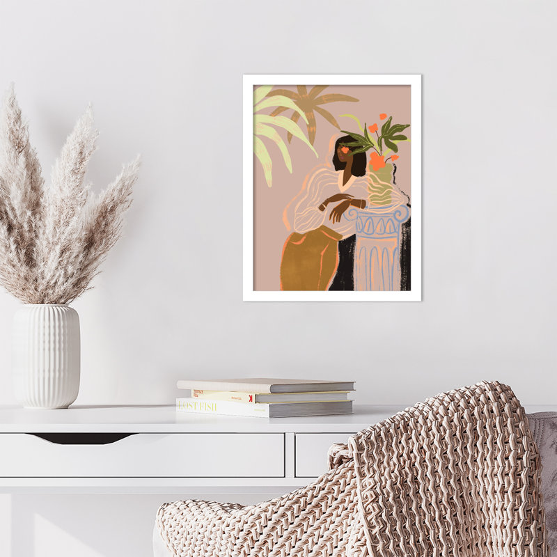 Reproduction d'art encadrée en bois «Princesse Lady in Waiting» par Arty Guava, Blanc, H 17 po x l 14 po