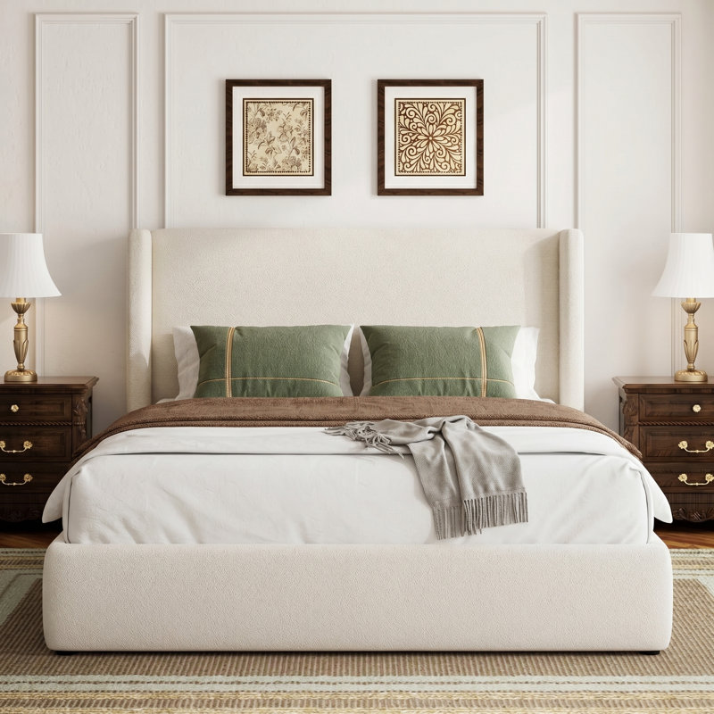 Lit plateforme Chenille, Queen, White
