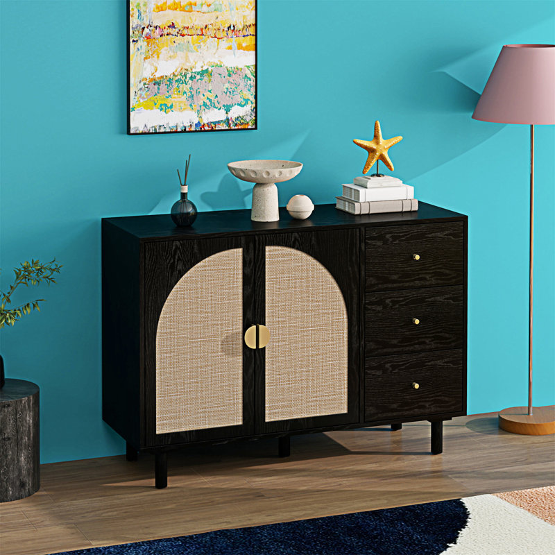 Armoire 2 tiroirs 2 portes, Noir