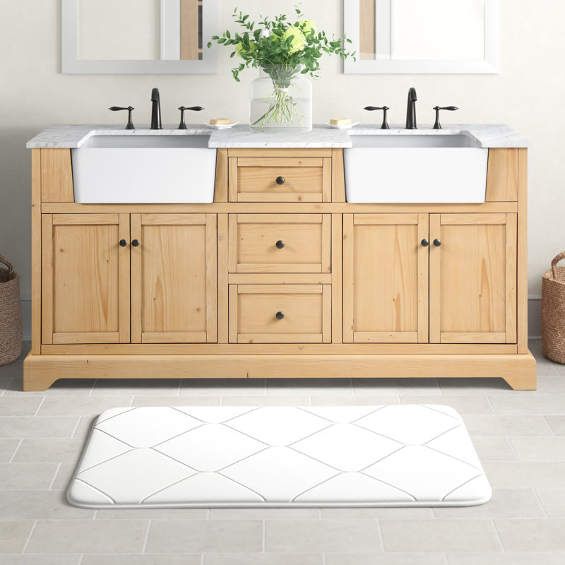 Meuble-lavabo double 72 po Pardue, Bois naturel