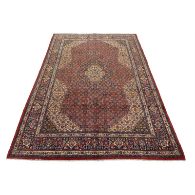 Sarouk Rug 8’3” x 10’11” Red Wool Vintage Traditional Hand-Knotted Carpet