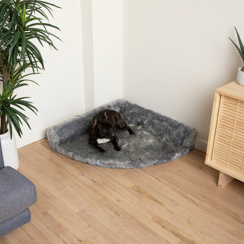 Lit d'angle pour chien en mousse à mémoire de forme Puprug, L 30 po x P 30 po x H 6 po, Gris anthracite