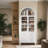 Tall Arched Top Cabinet Bookcase with Glass Doors and Drawers for Kitchen, Workspace-343128344