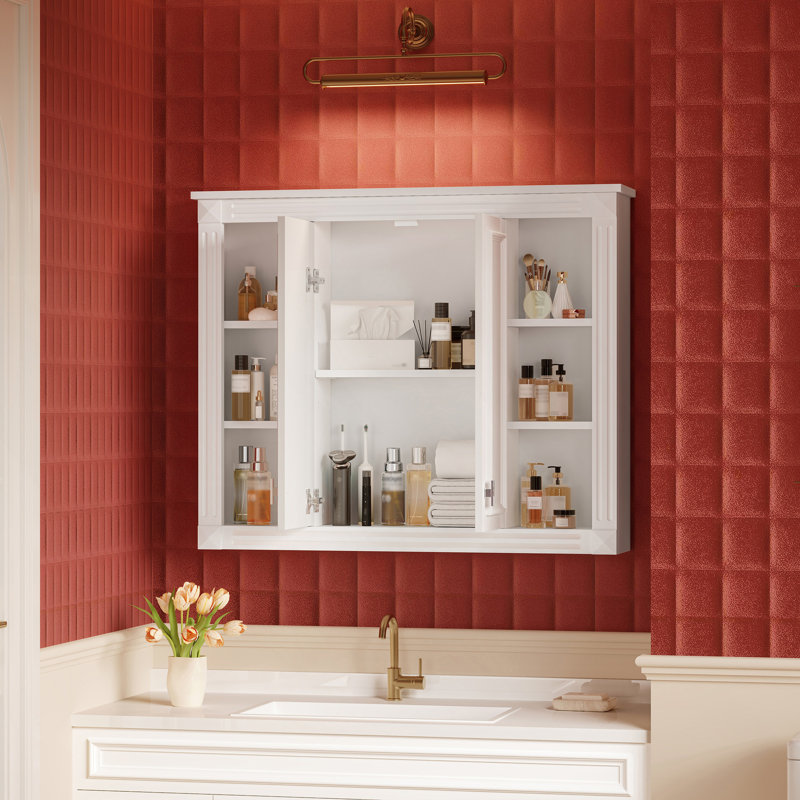 Pharmacie, armoire de rangement murale pour salle de bain avec 1 tablette réglable