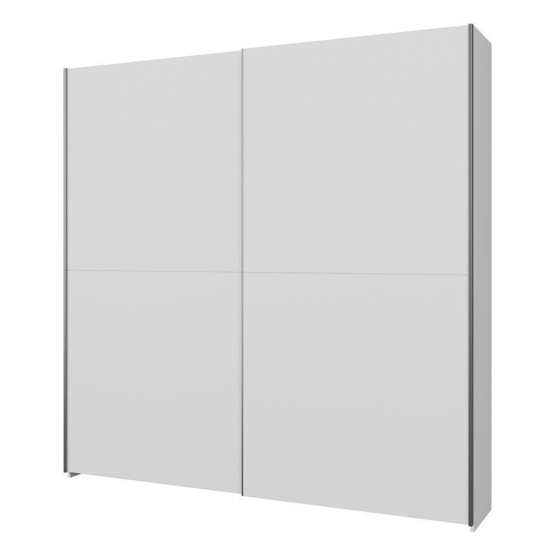 Modern sliding door wardrobe, 2-doors, space-saving, engineered wood, white, 210cm H x 200.1cm W x 39.1cm D