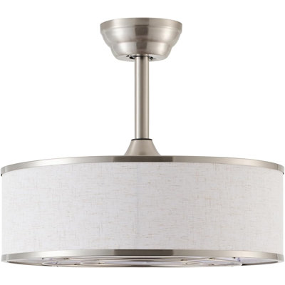 20" Sliver Caged Boho Fandelier Ceiling Fan With Light & Remote Control - Bladeless Chandelier Fan, 6 Speed Quiet Reversible Motor For Bedroom, Nursery, Living Room