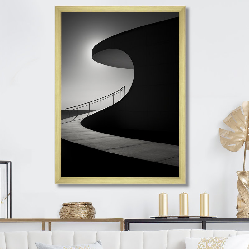 Mimalisme, bâtiment, paysage, impressions sur toile, Cadre doré simple, H 44 po x l 34 po x P 1,5 po