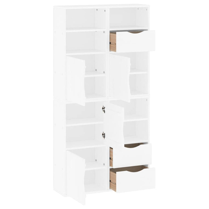Side Cabinets 4 Pcs "ODDA" 40X24x79 Cm Solid Wood Pine, White