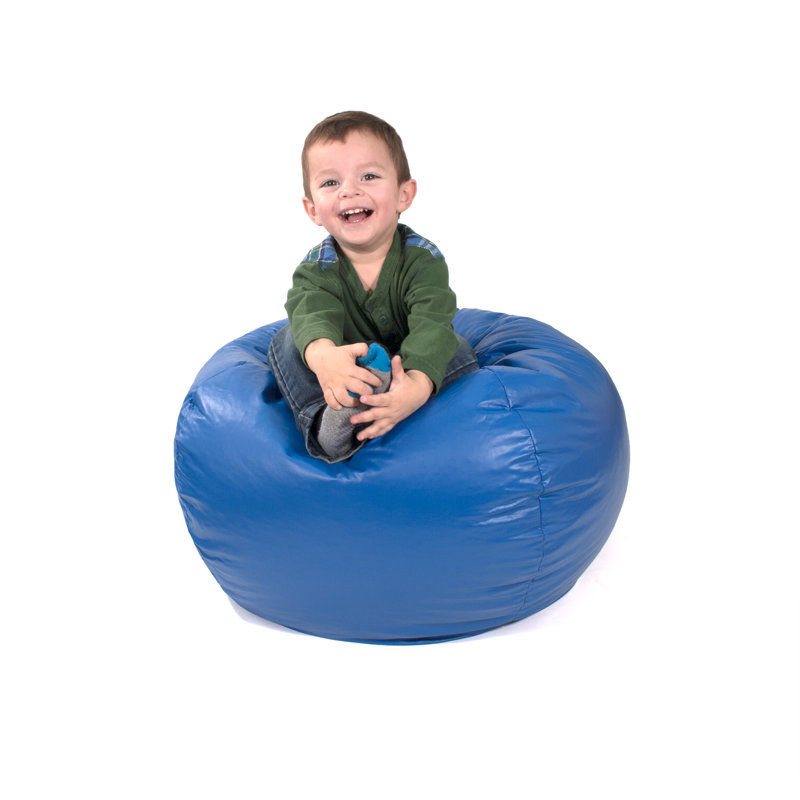 Fauteuil à billes classique Trule, Très grand, Vinyle d'apparence cuir bleu moyen