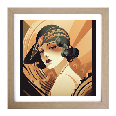 Art Deco Woman Retro Art - Framed Print