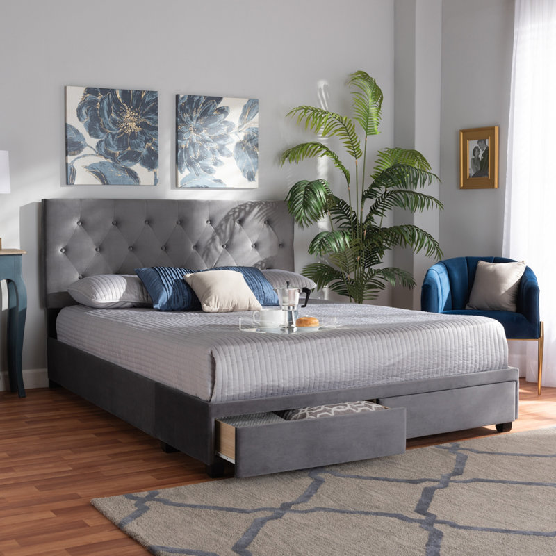 Plattsmouth Upholstered Platform Storage Bed, Queen, Gray
