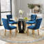 High Gloss Round Dining Table Set with 4 Velvet Dining Chairs-1212418366-1212418345