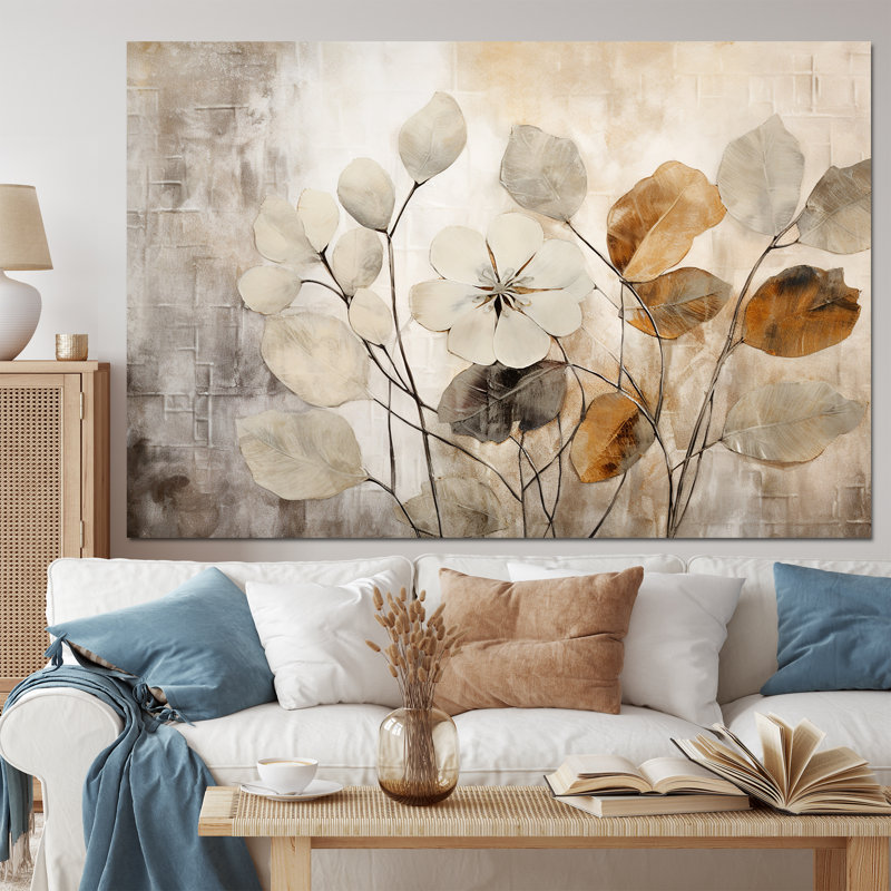 «Beige Botanical Impressions III - Abstract Botanicals», reproduction d'art sur toile
