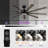 72" 9 - Blade Windmill Dimmable LED Ceiling Fan With Remote Control, 6-Speed Reversible DC Motor, 3 Color Lights, 5"/10" Downrods