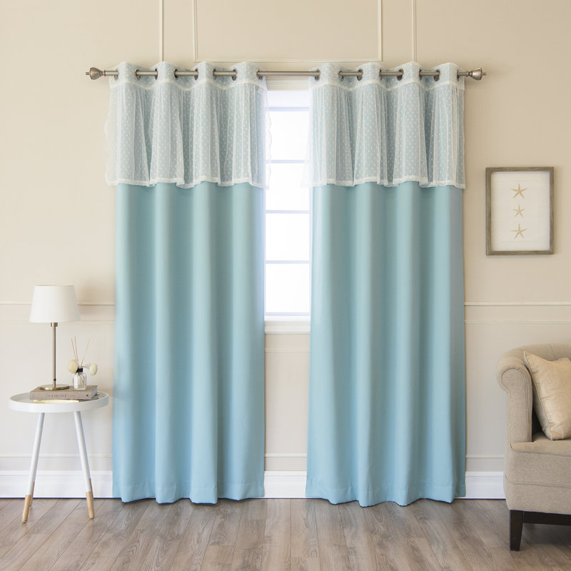 Paire de rideaux occultant et isolants avec œillets Dot, Turquoise