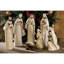 Crèche de Noël 7 pièces en bois sculpté blanc 11H