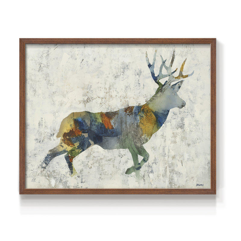 Totem cerf - reproduction encadrée, Noyer