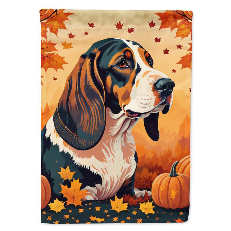 Basset hound, drapeau de jardin d'automne