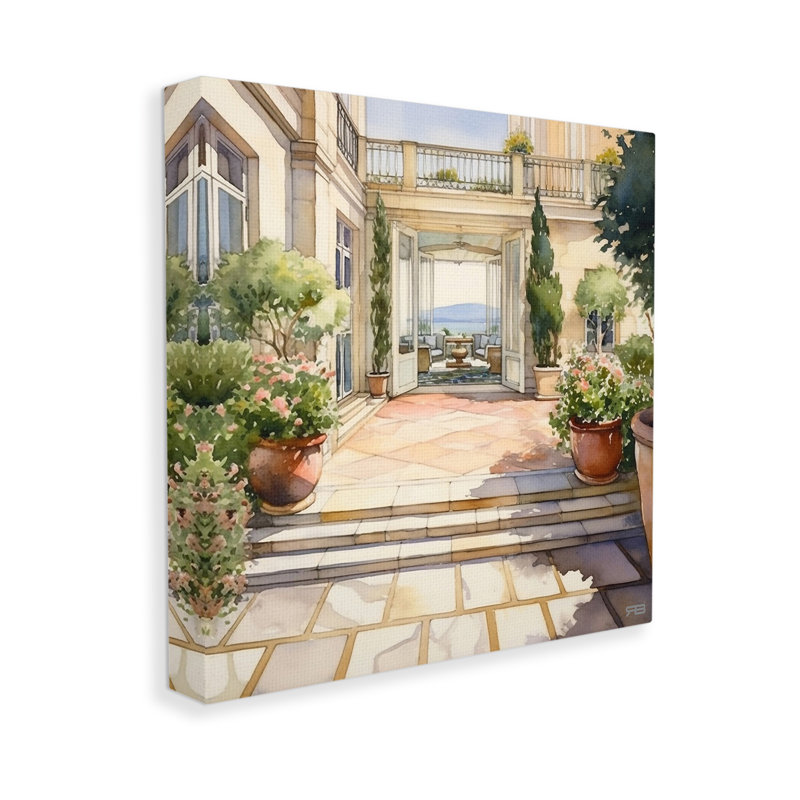 Art européen sur toile, architecture européenne par Rb, H 30 po x l 30 po