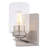 Hitchin Transitional Bathroom Vanity Lighting Fixture, Clear Glass Cylinder Shade, Dimmable, LED Compatible, Reversible Over The Mirror Mounted Steel Wall Sconce-110838811