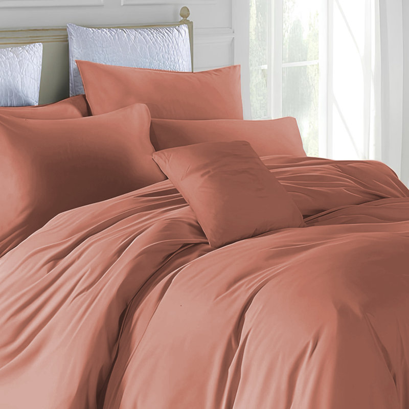 Marnisha Microfiber Duvet Cover Set with Pillowcases Included, Super King Duvet Cover Set +2 Pieces Included, Peach