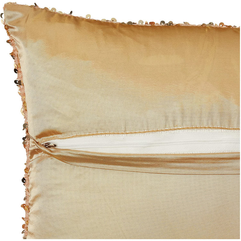 Twinkle Sparkling Sequins Pattern Sequined Throw Pillow, Polyester/Polyfill, Gold
