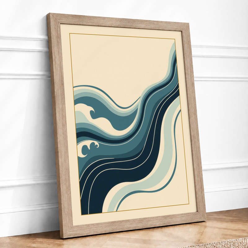 Flowing Tides Minimalist - Framed Print, Oak, A4 - 29.7 x 21.0 cm