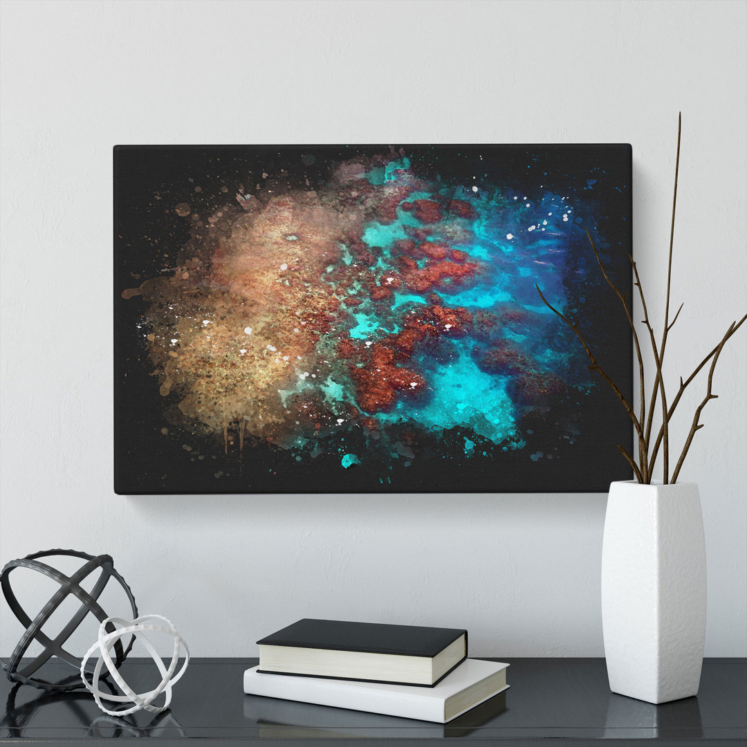 The Great Barrier Reef Coral Paint Splash - Wrapped Canvas Graphic Art