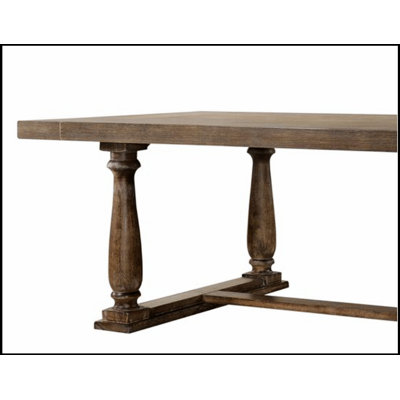 Table de salle à manger Bernard finition chêne vieilli, robuste et élégante pour les réunions de famille et l'utilisation quotidienne