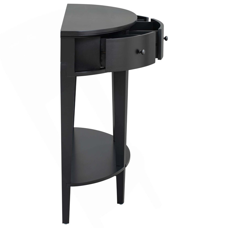 Modern Curved Console Table Sofa Table With 3 Drawers And 1 Shelf For Hallway, Entryway, Living Room, Black