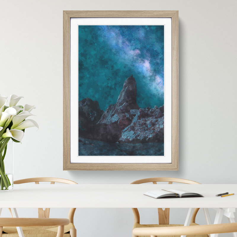 Rocks Beneath the Stars - Picture Frame Painting, Oak Framed, 36cm H x 27cm W x 2cm D