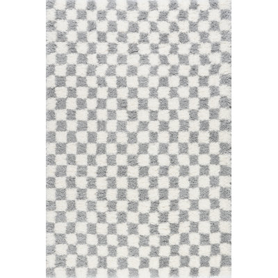  Adelaide Mid-Century Checkered Shag Area Rug