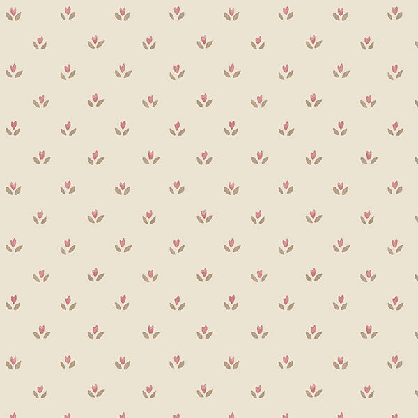 Papier peint tulipe 32,7 pi x 20,5 po Fresh Kitchens V, Rose/beige/crème