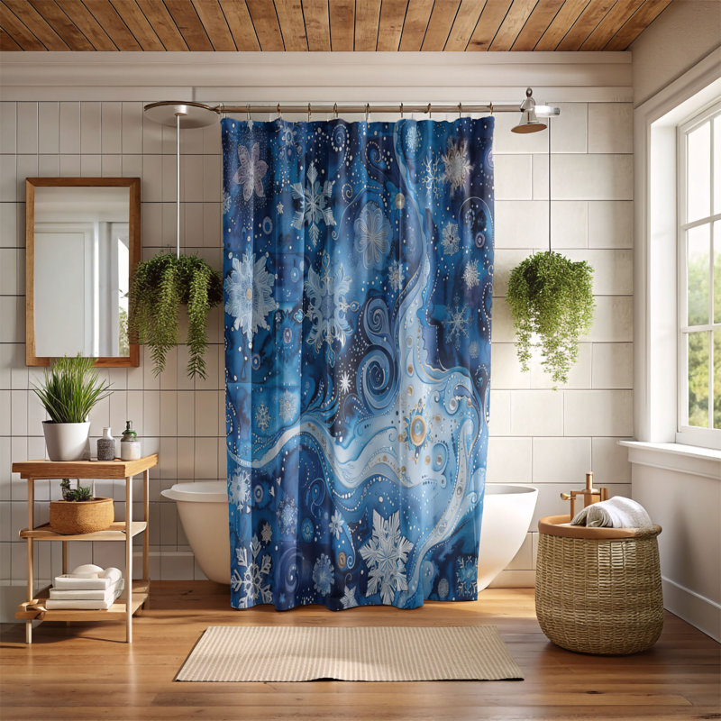 Rideau de douche Frozen Blooms - Premium, H 74 po x l 71 po