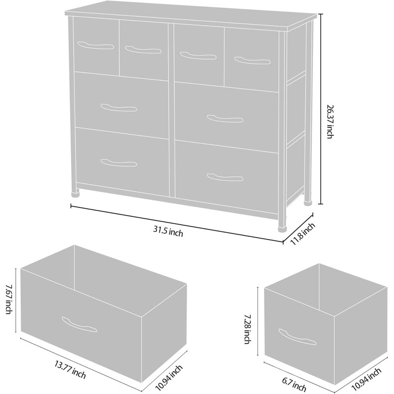 Commode 8 tiroirs Norco, Gris