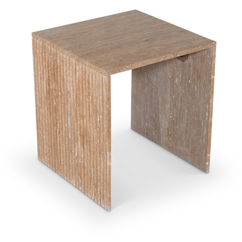 Jaloni End Table, Beige Travertine