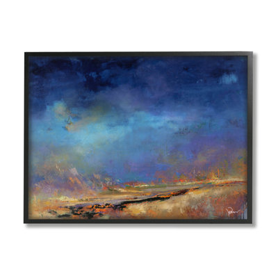 «Lost Land Abstract Landscape» par Patrick Dennis, peinture sur bois à cadre flottant
