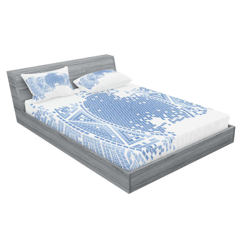 Microfiber Geometric Sheet Set, Queen Sheet Set with Fitted Sheet