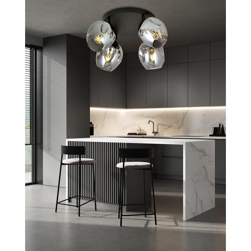 3-Light Flush Mount, Graphite
