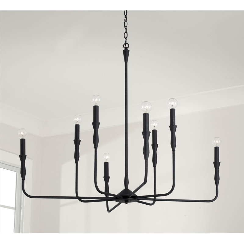 Dimmable Chandelier, 34" H x 41" W, Textured Black